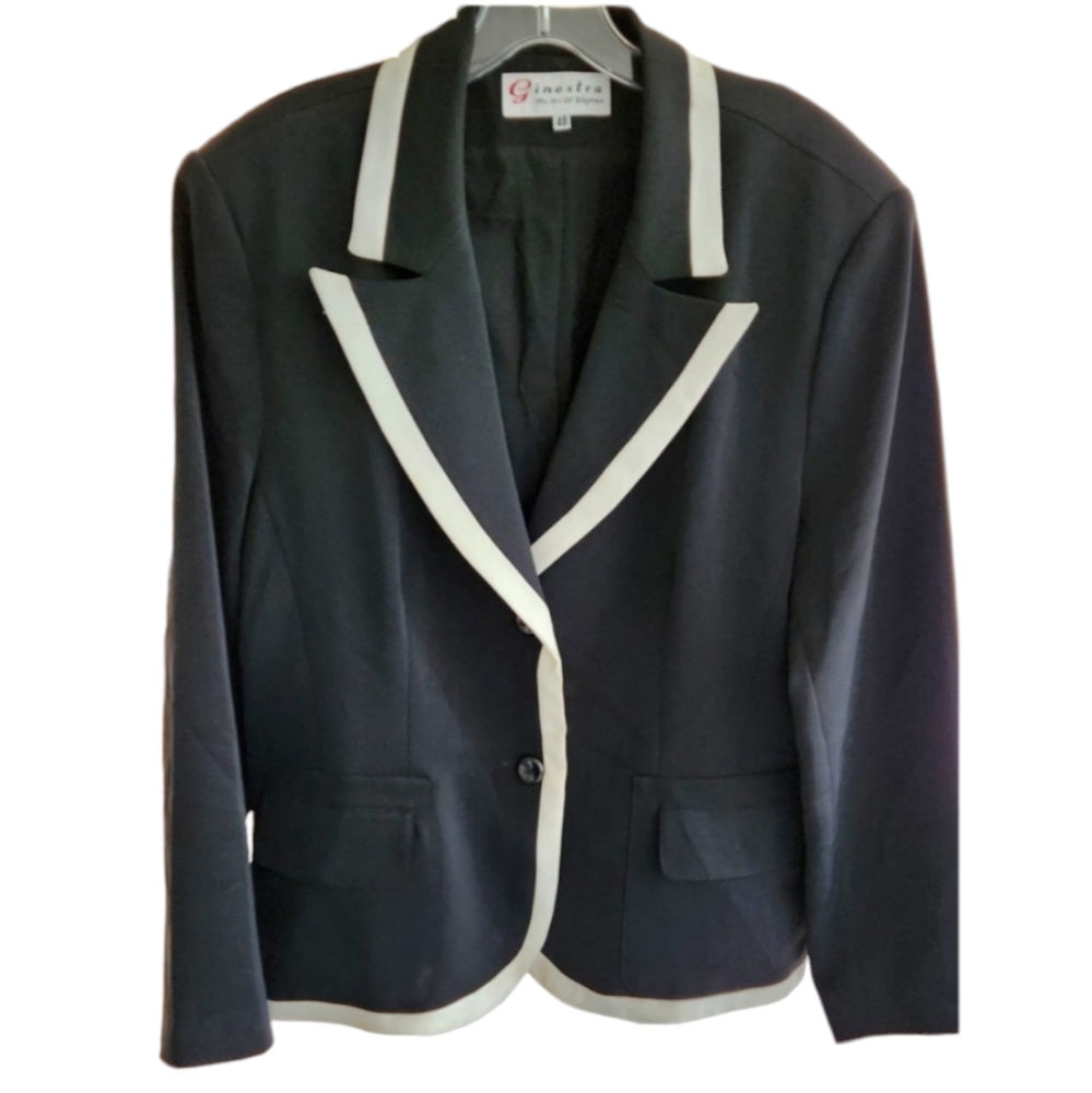 Ginestra white trim black blazer jacket 48